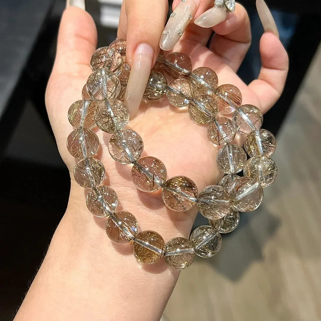 LUNARI シルバールチルクォーツブレスレット 銀色の針状内包物が美しい天然石アクセサリー