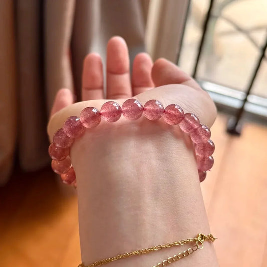 LUNARI ストロベリークォーツブレスレット 深みのあるピンクと輝きが美しい天然石アクセサリー