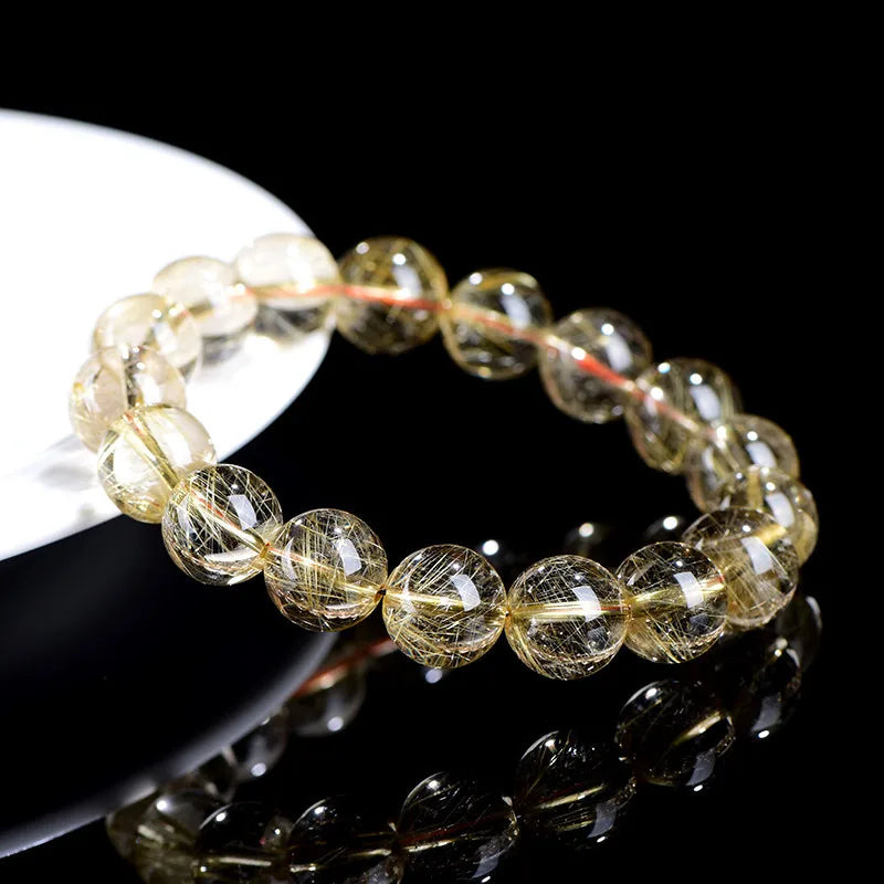 黄金の針が輝くゴールドルチルクォーツブレスレット