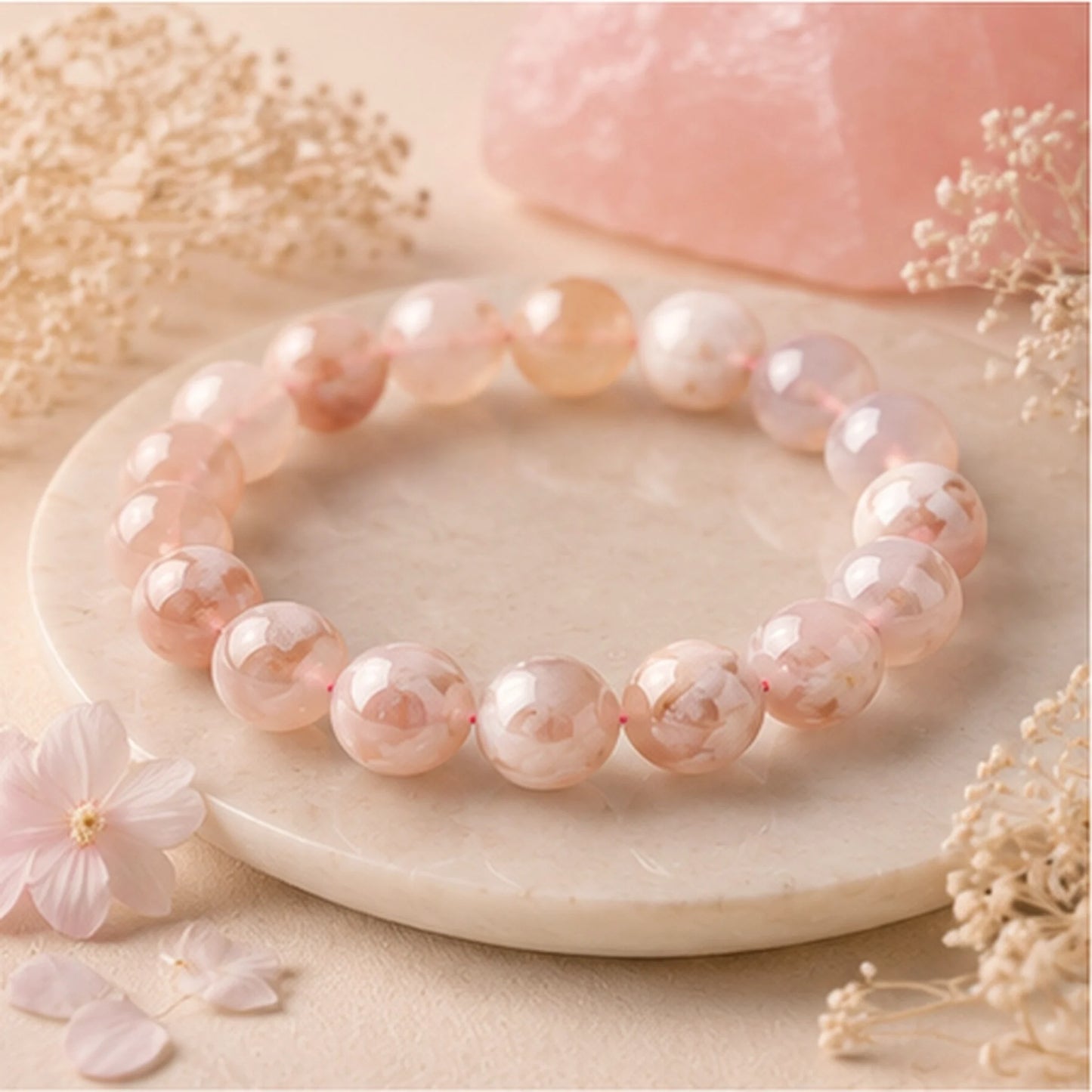 日常使いにもおすすめの桜瑪瑙 ブレスレット